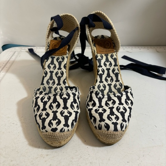 Tory Burch lobster lace up wedge sandal espadrilles in  size 38 - Picture 2 of 16